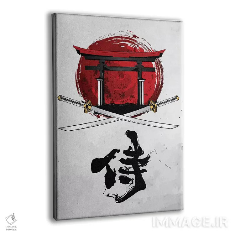 تابلو دکوراتیو کاتانای سامورایی با دروازه توری اثر کورنل ولاد - نمای پرسپکتیو محصول