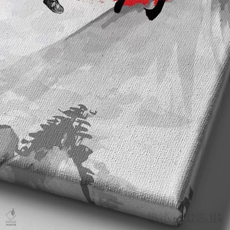 تابلو دکوراتیو جنگجویان سامورایی اثر کورنل ولاد - نمای نزدیک بافت بوم