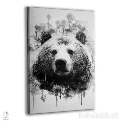 تابلو دکوراتیو سر خرس سیاه و سفید اثر کورنل ولاد - نمای پرسپکتیو محصول
