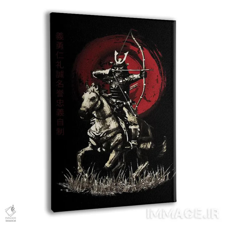 تابلو دکوراتیو سامورایی بوشیدو یابوسامه تیرانداز سوار بر اسب اثر کورنل ولاد - نمای پرسپکتیو محصول