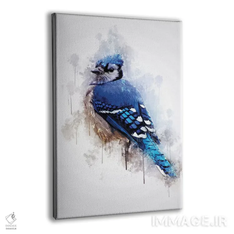 تابلو دکوراتیو پرنده جی آبی اثر کورنل ولاد - نمای پرسپکتیو محصول