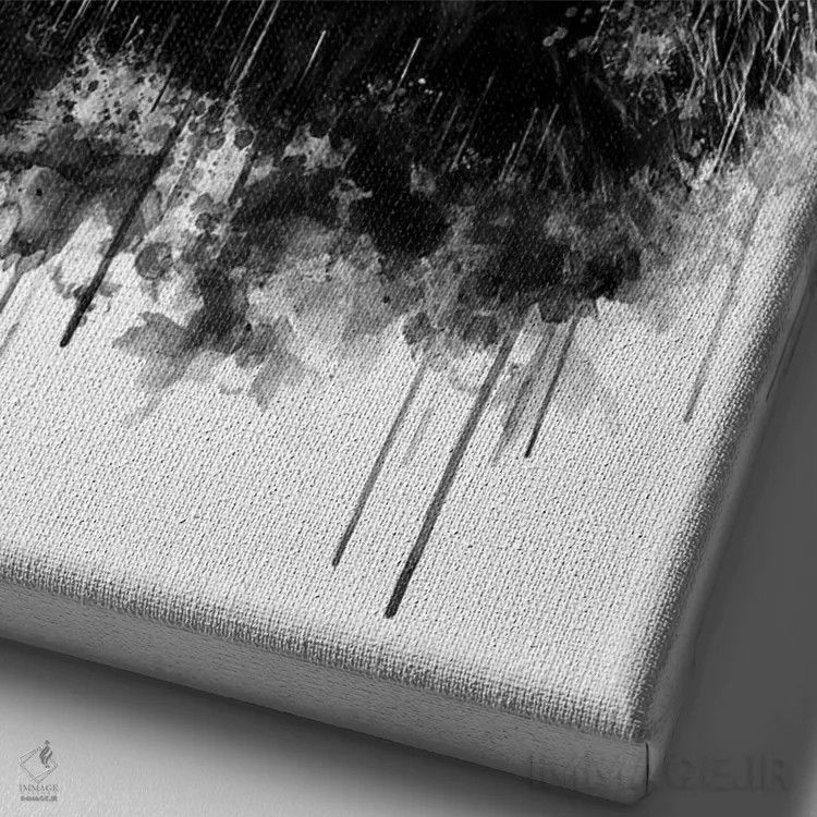 تابلو دکوراتیو سر خرس سیاه و سفید اثر کورنل ولاد - نمای نزدیک بافت بوم