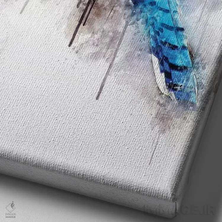 تابلو دکوراتیو پرنده جی آبی اثر کورنل ولاد - نمای نزدیک بافت بوم
