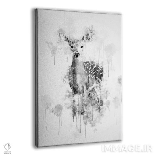 تابلو دکوراتیو گوزن سیاه و سفید اثر کورنل ولاد - نمای پرسپکتیو محصول