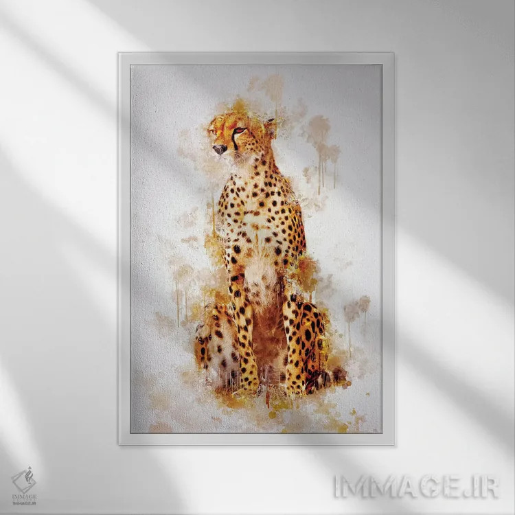 تابلو دکوراتیو یوزپلنگ اثر کورنل ولاد - نمای قابدار سفید