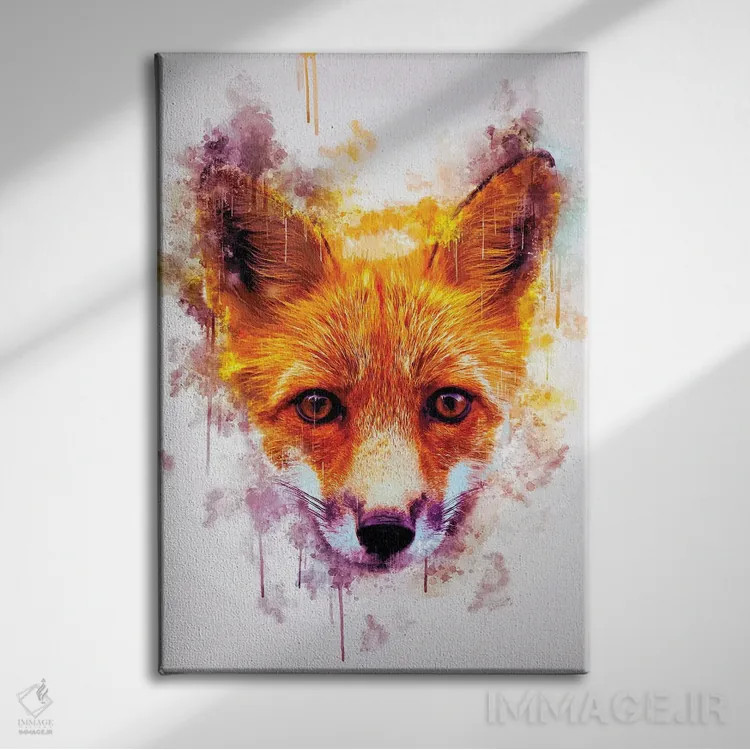 تابلو دکوراتیو سر روباه اثر کورنل ولاد - نمای روبهرو روی دیوار