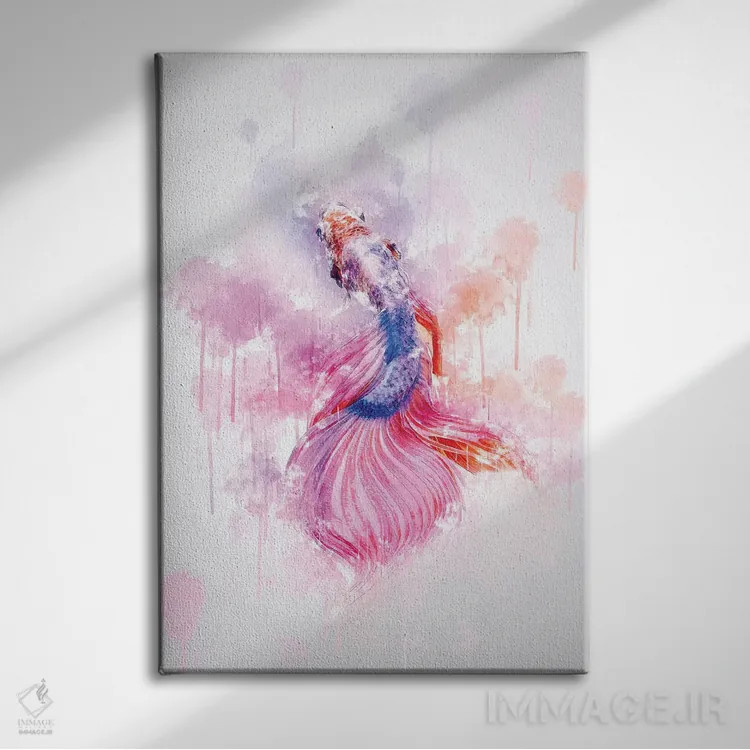 تابلو دکوراتیو ماهی رنگارنگ اثر کورنل ولاد - نمای روبهرو روی دیوار