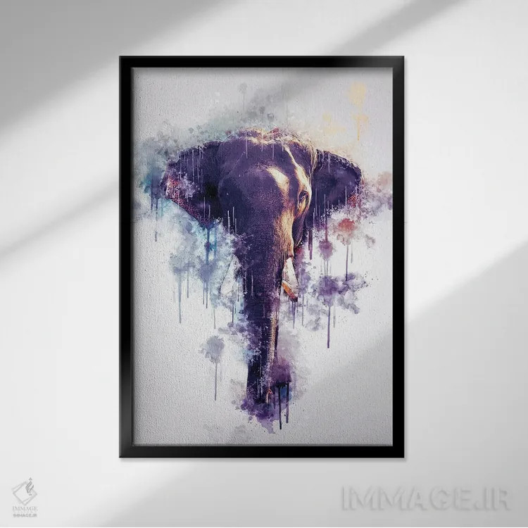 تابلو دکوراتیو سر فیل اثر کورنل ولاد - نمای قابدار مشکی