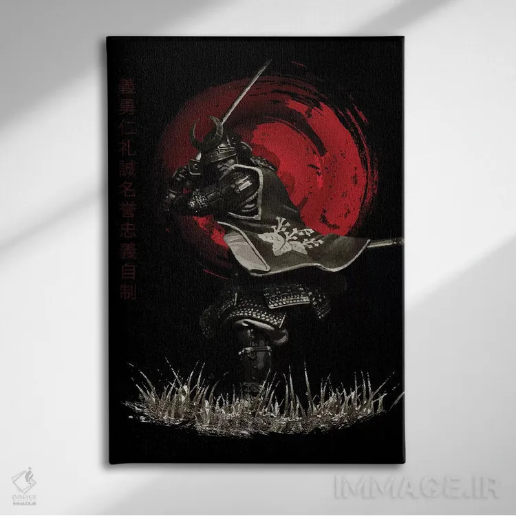 تابلو دکوراتیو حمله سامورایی بوشیدو اثر کورنل ولاد - نمای روبهرو روی دیوار