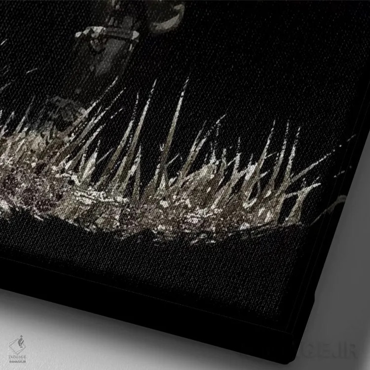 تابلو دکوراتیو حمله سامورایی بوشیدو اثر کورنل ولاد - نمای نزدیک بافت بوم