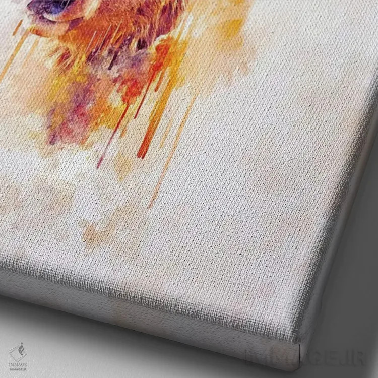 تابلو دکوراتیو سر گوزن شمالی اثر کورنل ولاد - نمای نزدیک بافت بوم