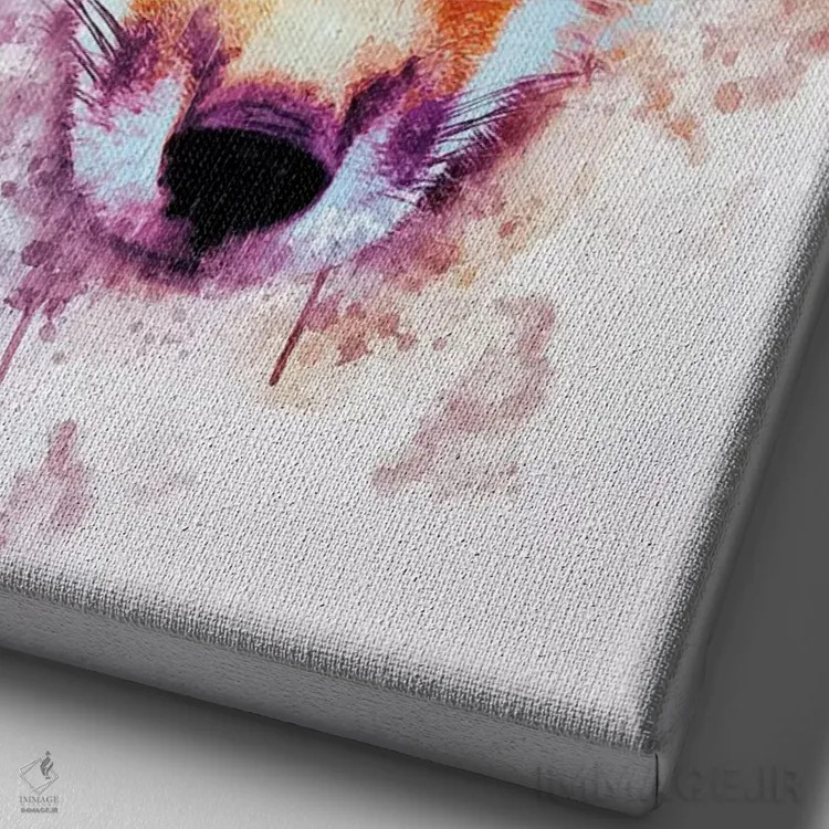 تابلو دکوراتیو سر روباه اثر کورنل ولاد - نمای نزدیک بافت بوم