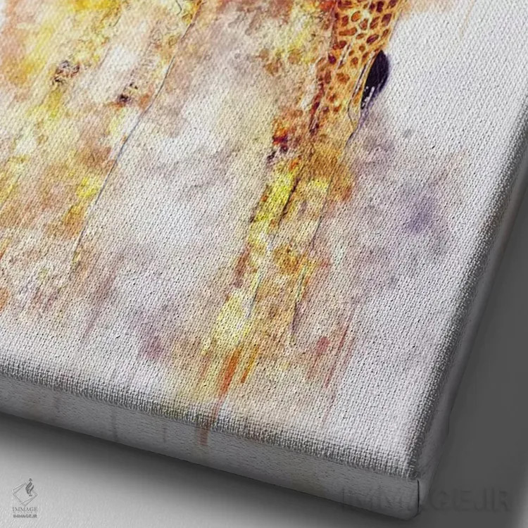 تابلو دکوراتیو زرافه اثر کورنل ولاد - نمای نزدیک بافت بوم