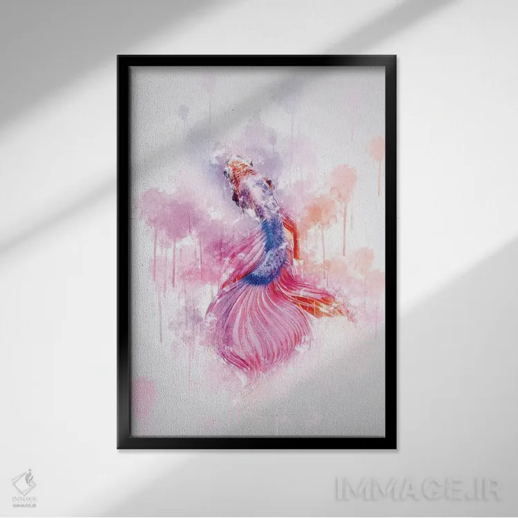 تابلو دکوراتیو ماهی رنگارنگ اثر کورنل ولاد - نمای قابدار مشکی