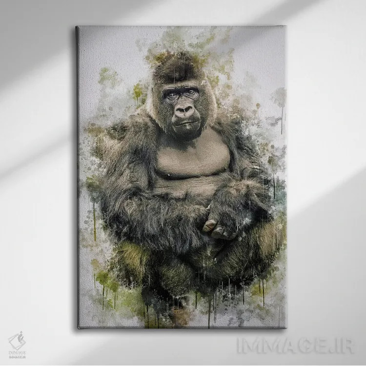 تابلو دکوراتیو گوریل اثر کورنل ولاد - نمای روبهرو روی دیوار