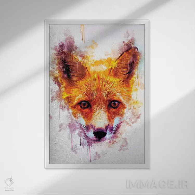 تابلو دکوراتیو سر روباه اثر کورنل ولاد - نمای قابدار سفید