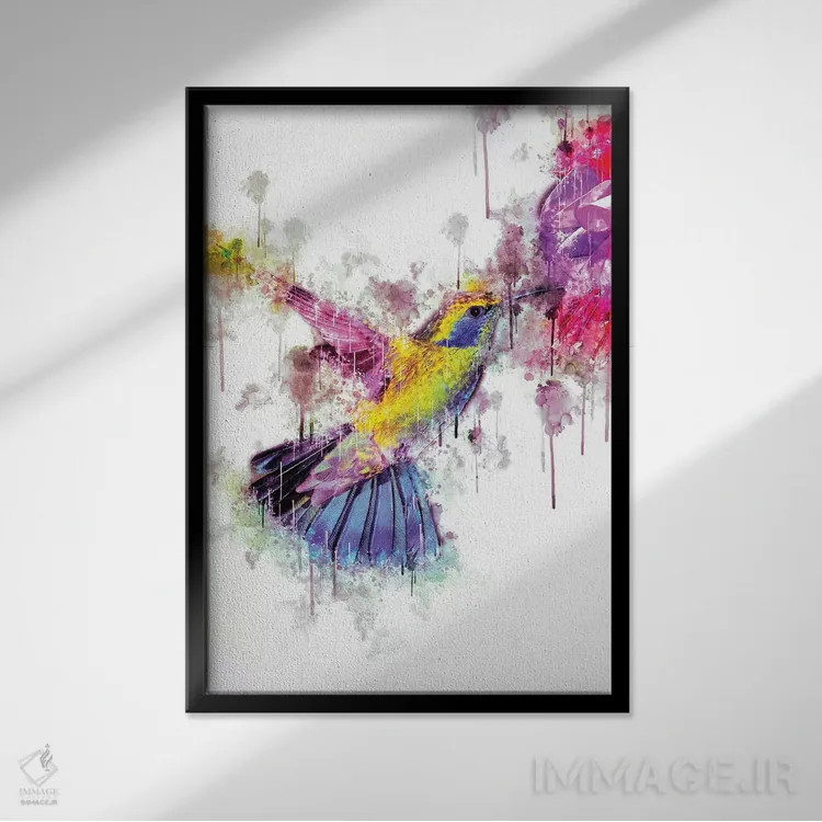 تابلو دکوراتیو مرغ مگس خوار اثر کورنل ولاد - نمای قابدار مشکی