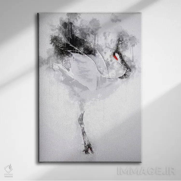 تابلو دکوراتیو درنای تاج قرمز ژاپنی اثر کورنل ولاد - نمای روبهرو روی دیوار