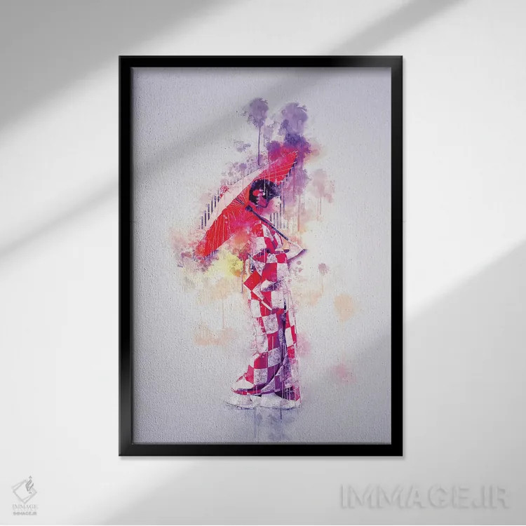 تابلو دکوراتیو دختر ژاپنی اثر کورنل ولاد - نمای قابدار مشکی