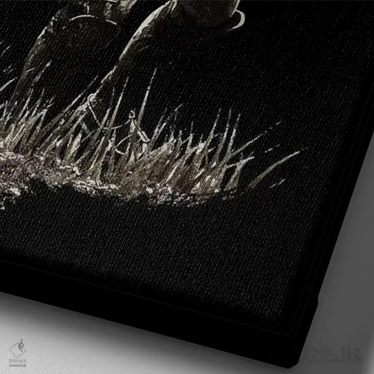 تابلو دکوراتیو سامورایی بوشیدو آماده حمله اثر کورنل ولاد - نمای نزدیک بافت بوم