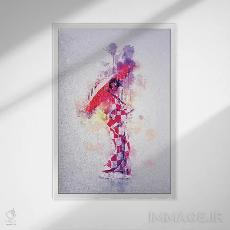 تابلو دکوراتیو دختر ژاپنی اثر کورنل ولاد - نمای قابدار سفید