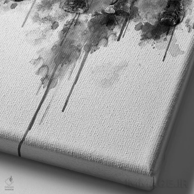تابلو دکوراتیو کرگدن در سیاه و سفید اثر کورنل ولاد - نمای نزدیک بافت بوم