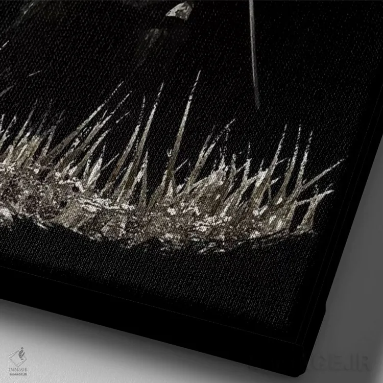 تابلو دکوراتیو سامورایی بوشیدو با پشت برگشته اثر کورنل ولاد - نمای نزدیک بافت بوم