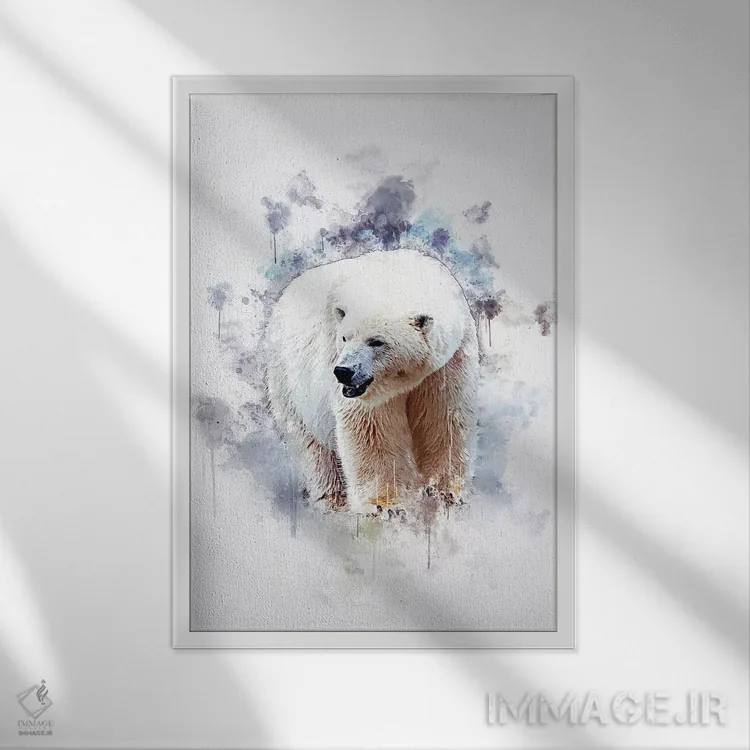 تابلو دکوراتیو خرس قطبی اثر کورنل ولاد - نمای قابدار سفید