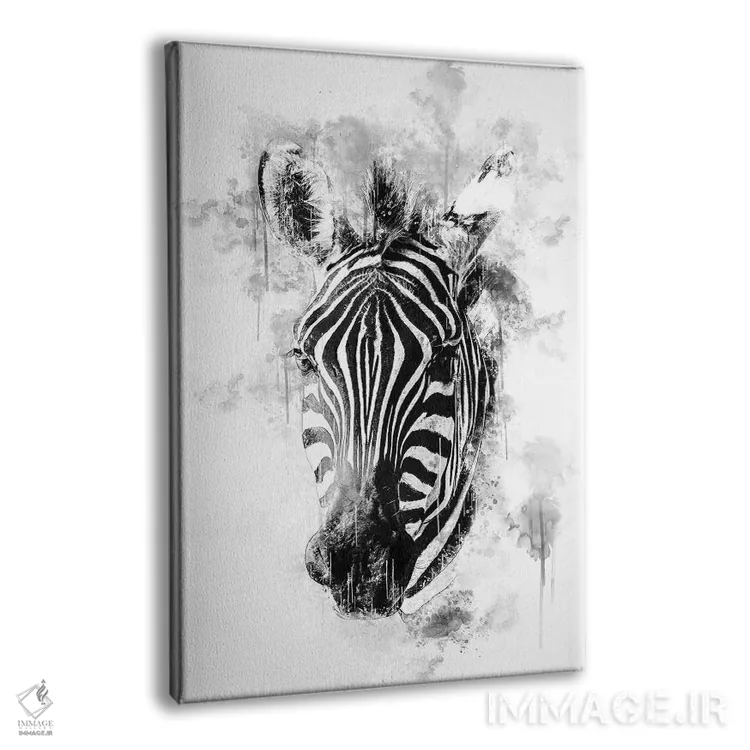 تابلو دکوراتیو سر گورخر در سیاه و سفید اثر کورنل ولاد - نمای پرسپکتیو محصول