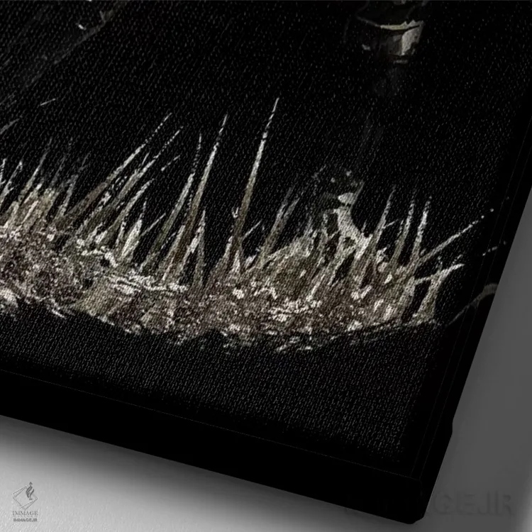 تابلو دکوراتیو سامورایی بوشیدو در حال دفاع اثر کورنل ولاد - نمای نزدیک بافت بوم