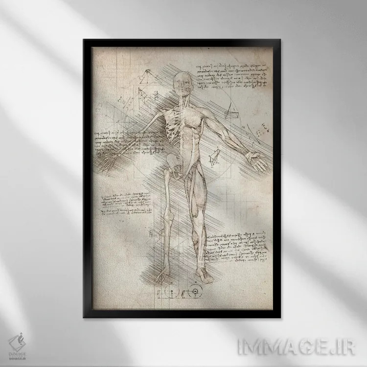 تابلو دکوراتیو نیم رخ طراحی مرد انسان اثر کورنل ولاد - نمای قابدار مشکی