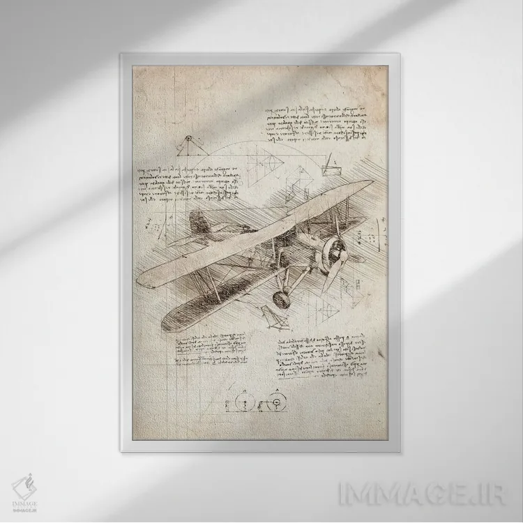 تابلو دکوراتیو هواپیمای دوباله اثر کورنل ولاد - نمای قابدار سفید