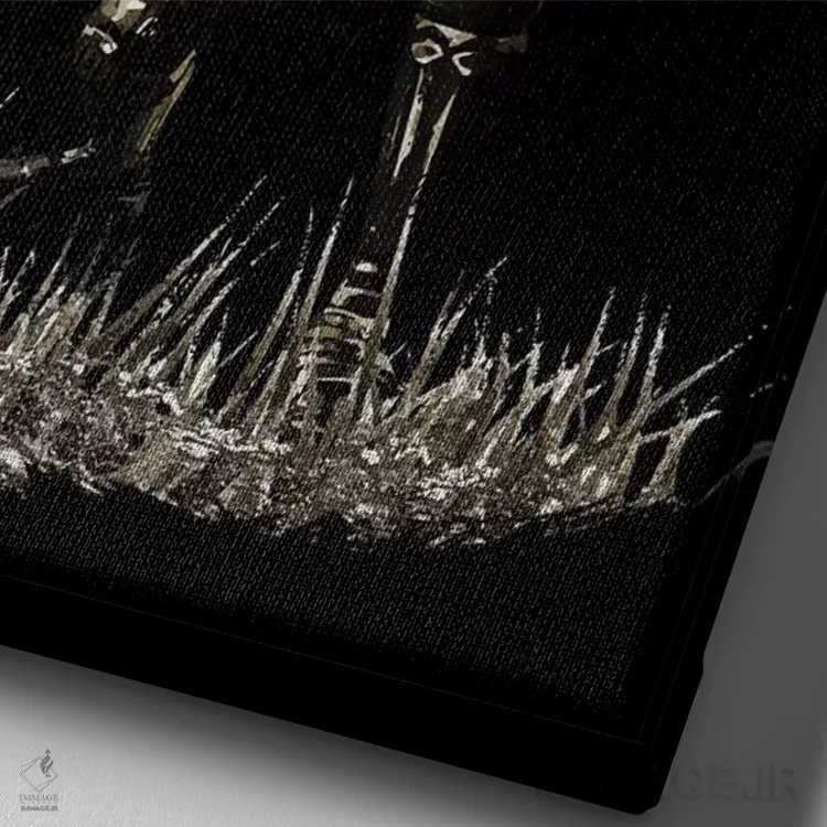 تابلو دکوراتیو سامورایی بوشیدو آماده اثر کورنل ولاد - نمای نزدیک بافت بوم