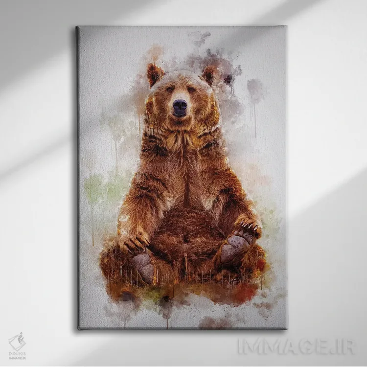 تابلو دکوراتیو خرس قهوه ای اثر کورنل ولاد - نمای روبهرو روی دیوار