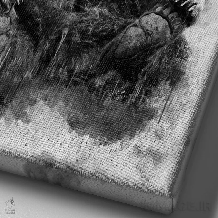 تابلو دکوراتیو خرس قهوه ای در سیاه و سفید اثر کورنل ولاد - نمای نزدیک بافت بوم