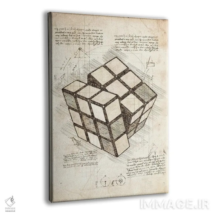 تابلو دکوراتیو مکعب روبیک اثر کورنل ولاد - نمای پرسپکتیو محصول