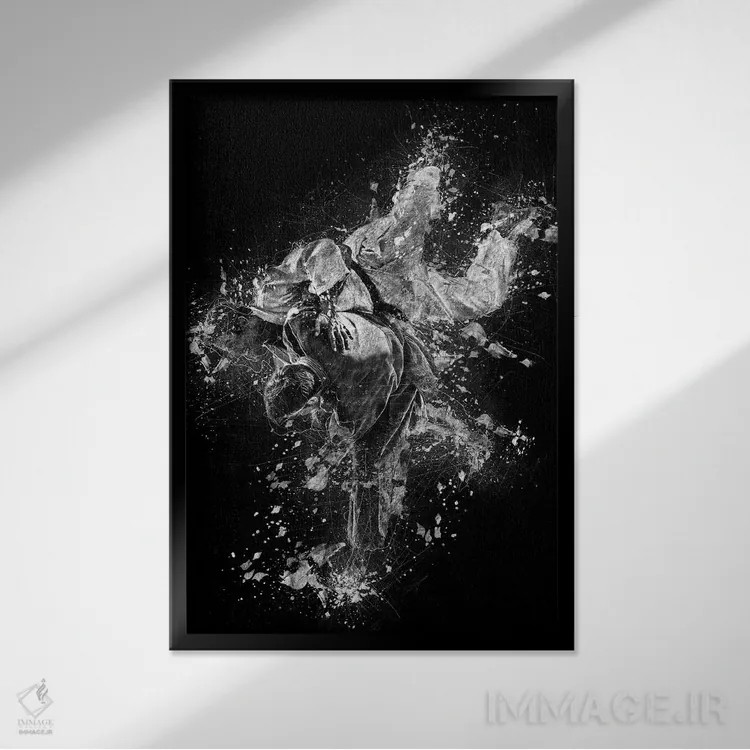 تابلو دکوراتیو پرتاب جودو اثر کورنل ولاد - نمای قابدار مشکی