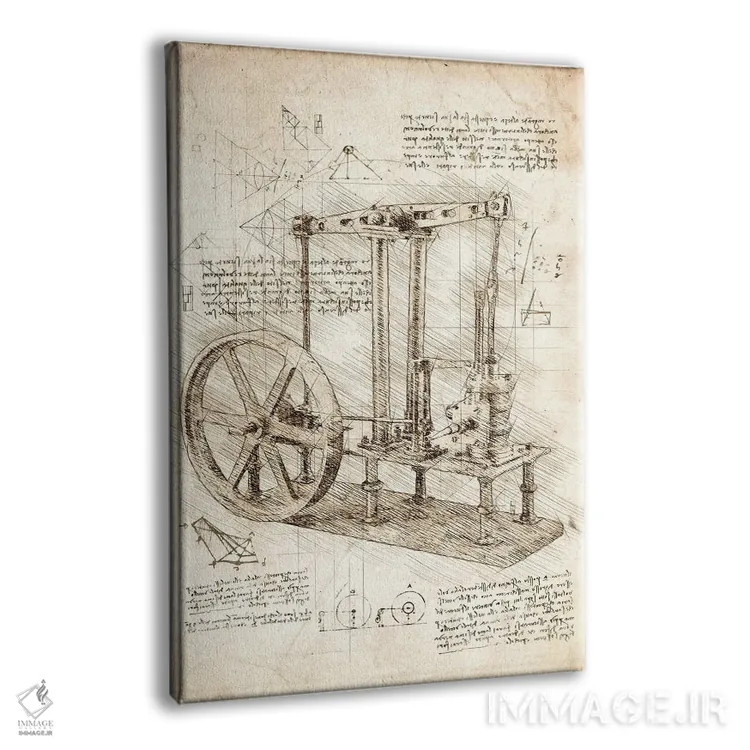 تابلو دکوراتیو موتور بخار برنجی اثر کورنل ولاد - نمای پرسپکتیو محصول