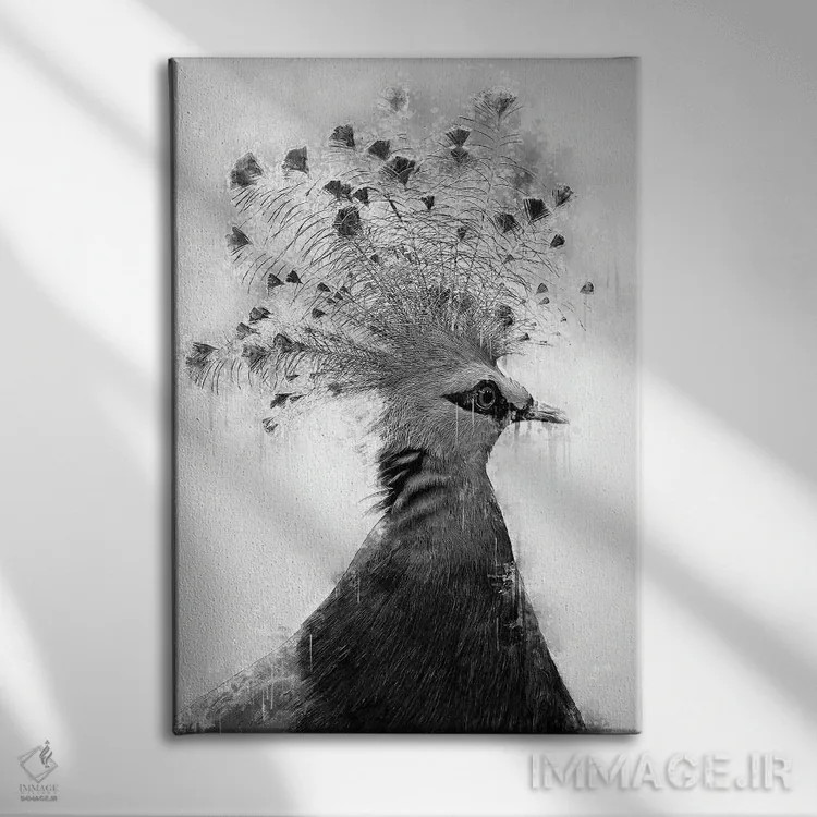 تابلو دکوراتیو قمری تاجدار ویکتوریا در سیاه و سفید اثر کورنل ولاد - نمای روبهرو روی دیوار