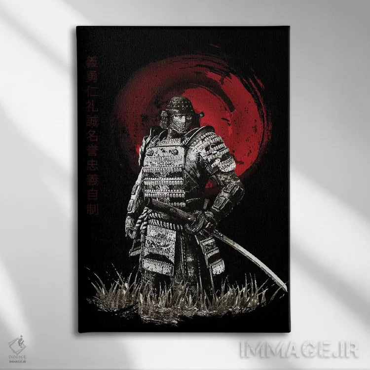 تابلو دکوراتیو سامورایی بوشیدو در حال نگاه کردن اثر کورنل ولاد - نمای روبهرو روی دیوار