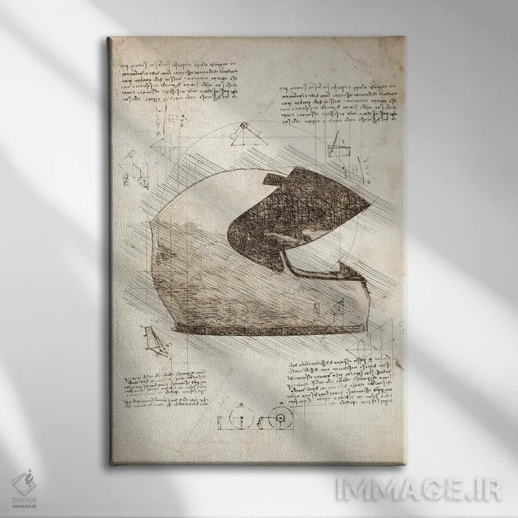 تابلو دکوراتیو کلاه ایمنی موتورسیکلت اثر کورنل ولاد - نمای روبهرو روی دیوار