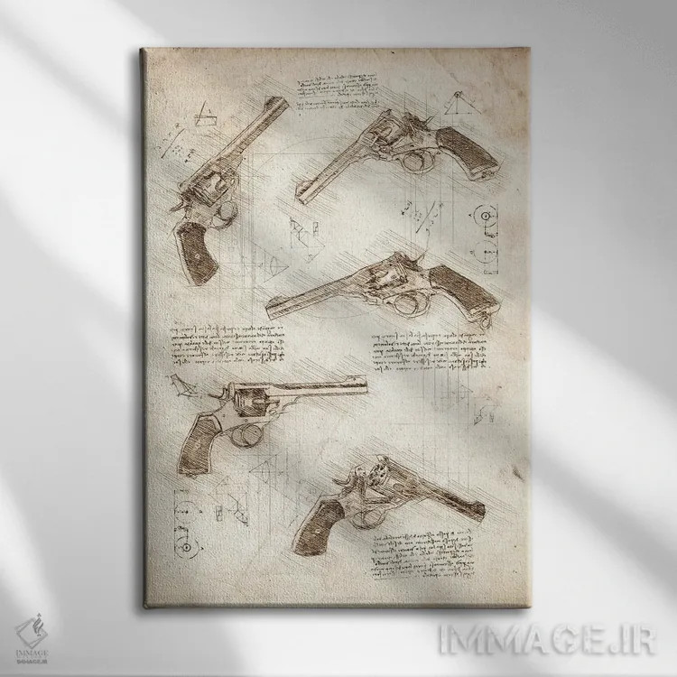 تابلو دکوراتیو تفنگ هفت تیر اثر کورنل ولاد - نمای روبهرو روی دیوار