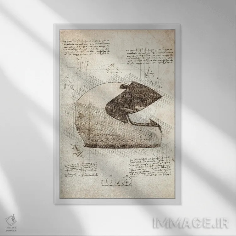 تابلو دکوراتیو کلاه ایمنی موتورسیکلت اثر کورنل ولاد - نمای قابدار سفید