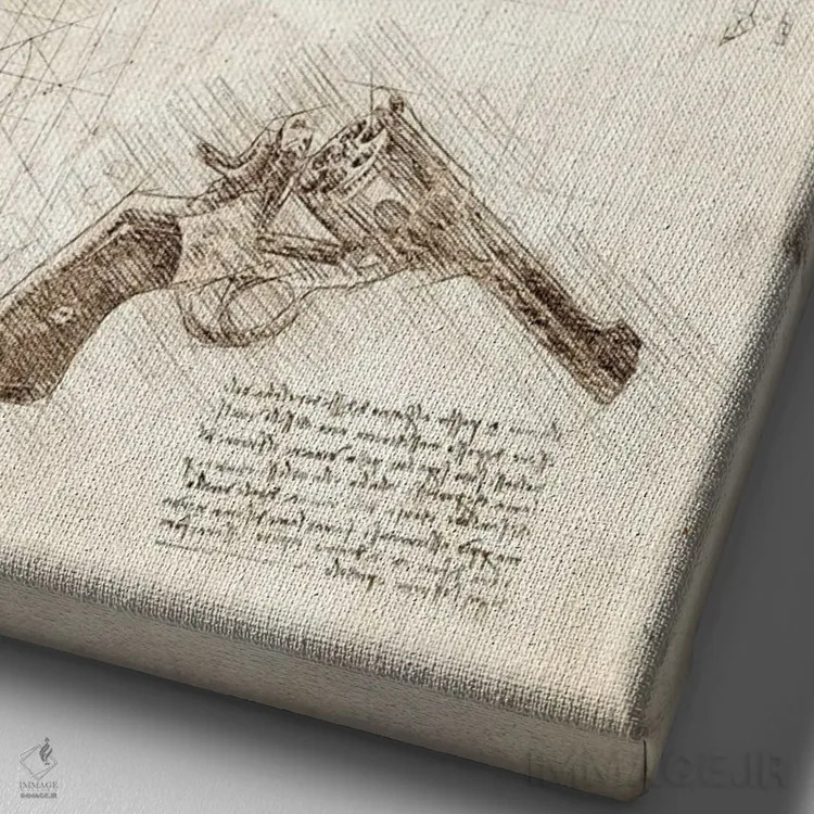 تابلو دکوراتیو تفنگ هفت تیر اثر کورنل ولاد - نمای نزدیک بافت بوم