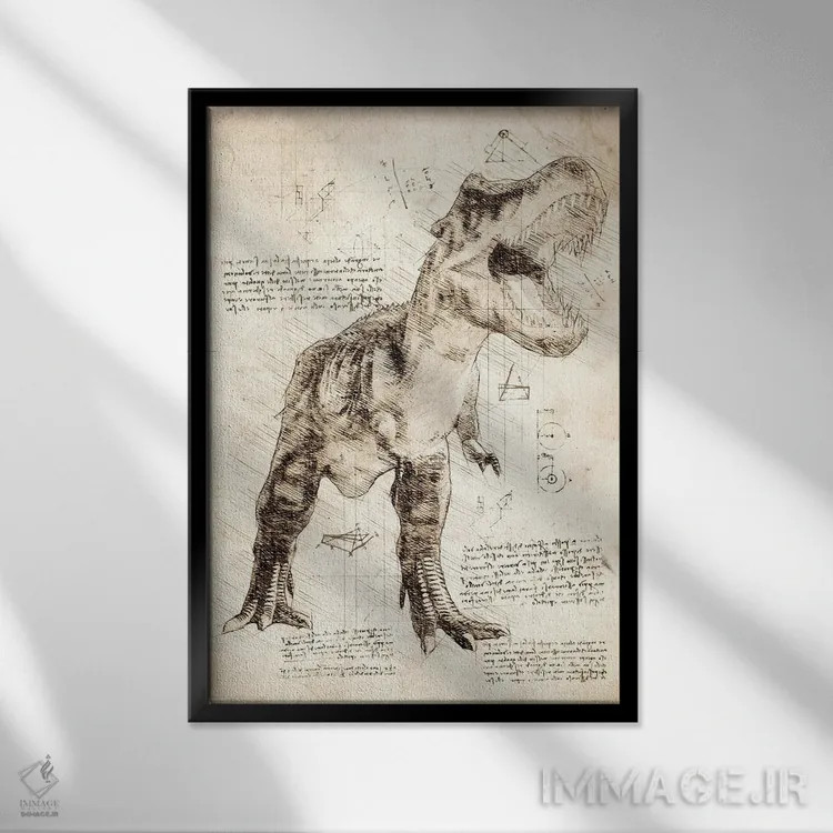 تابلو دکوراتیو تیرانوسوروس رکس اثر کورنل ولاد - نمای قابدار مشکی