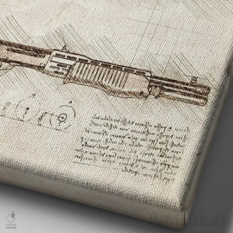 تابلو دکوراتیو تفنگ ساچمه ای اثر کورنل ولاد - نمای نزدیک بافت بوم