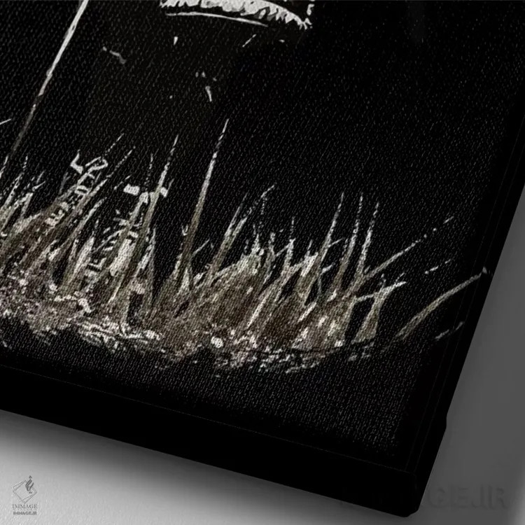 تابلو دکوراتیو سامورایی بوشیدو در حال ژست گرفتن اثر کورنل ولاد - نمای نزدیک بافت بوم