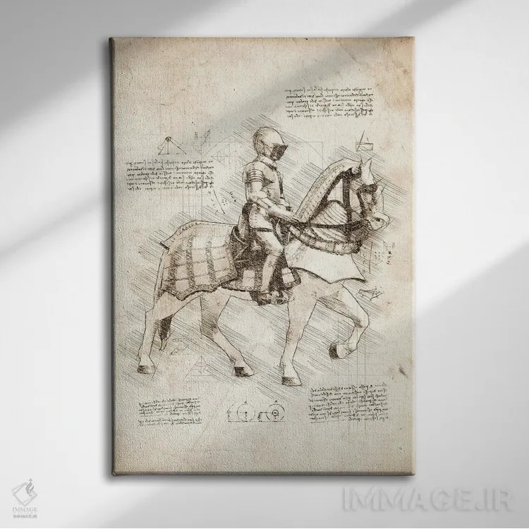 تابلو دکوراتیو شوالیه سوار بر اسب اثر کورنل ولاد - نمای روبهرو روی دیوار