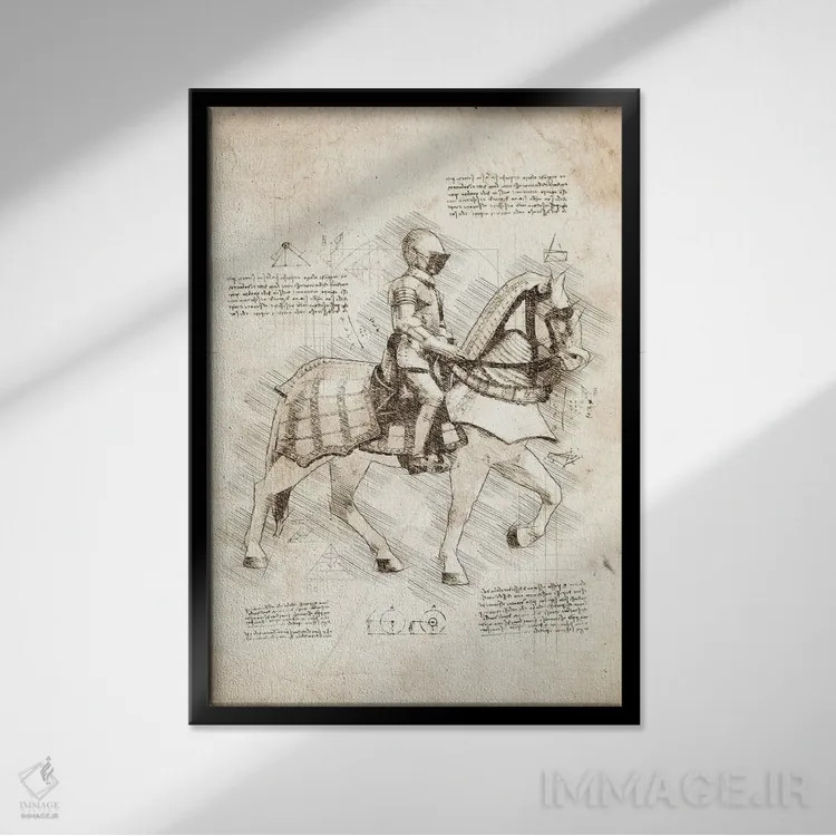 تابلو دکوراتیو شوالیه سوار بر اسب اثر کورنل ولاد - نمای قابدار مشکی