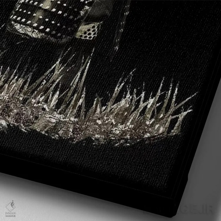 تابلو دکوراتیو سامورایی بوشیدو ایستاده قدرتمند اثر کورنل ولاد - نمای نزدیک بافت بوم